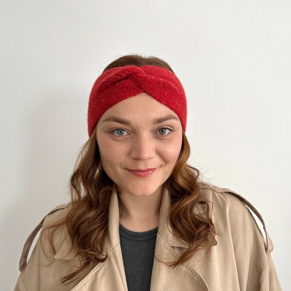 Red headband, Himbeere rot Stirnband, alpaca knit turban, gestrickt Stirnband, winter accessory, headband for woman