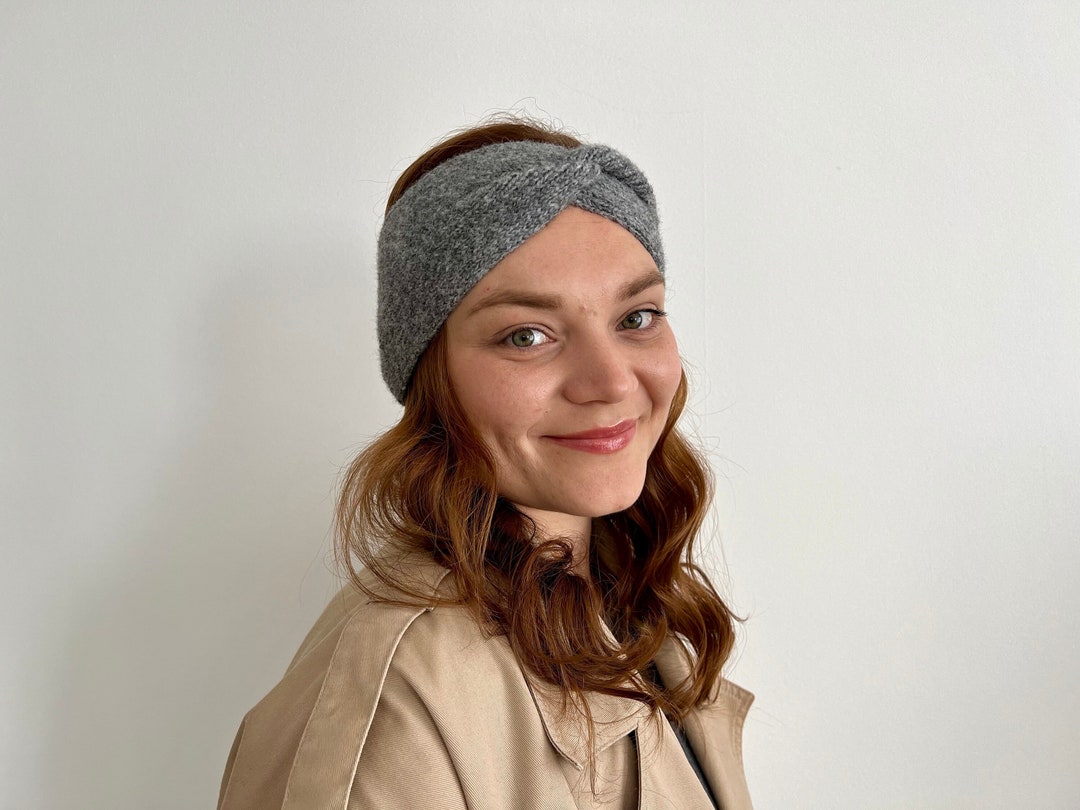 Alpaca Wool Headband Grey Knitted Headband for Her Etsy