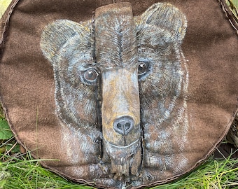 Brown bear,  recycled beaver lamb “fur”  shamanic drum bag/cover only