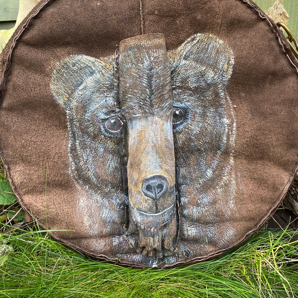 Brown bear,  recycled beaver lamb “fur”  shamanic drum bag/cover only