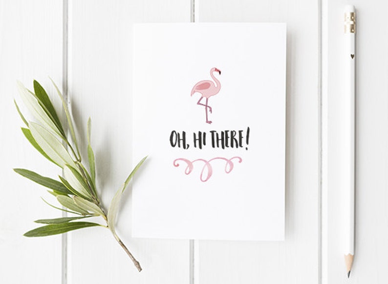 Flamingo Card Notecard Cute A6 Size Note Card Perfect For Sending A little Hello Message to someone special or as a /' Just because /' card
