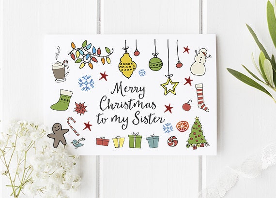 Sister Christmas Card Pretty Christmas Card For Sister Of All | Etsy