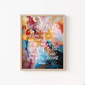 Proverbs 3:5-6 print, Bible verse wall art Proverbs wall art decor, wall bible decor, Trust in the Lord, Bible encouragement print