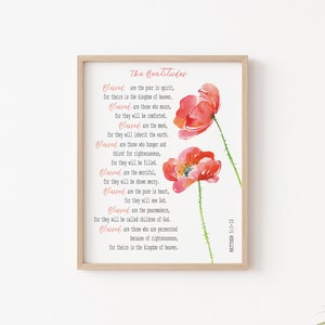 Matthew 5:3-10 print, The Beatitudes Bible verse Matthew gospel bible verses Wall Art Scriptures  Bible, Bible wall decor