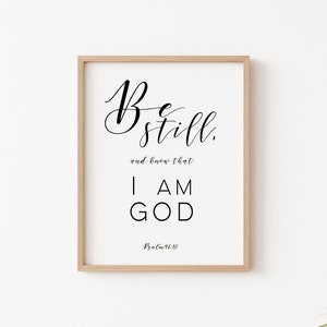 Psalm 46:10 print, Bible verse wall print Psalm 46 decor Bible wall art decor, Psalm 46 Scripture Bible