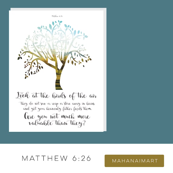 Matthew 6 26 Matthew Gospel Scripture Poster Bible Verse Etsy