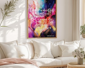 Spreuken 31:25 gedrukt en verzonden, Vrees de Heer Bijbelvers, moderne christelijke kunst