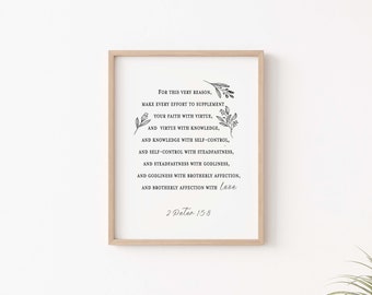 2 Petrus 1: 5-8 Schriftdruck, Bibel-Vers-Wandkunst