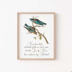 Luke 9:58, Scripture Poster, Bible wall decor, Bible art, Birds of the air print, Bible verse, Christian Gift Present Wall Art Scripture