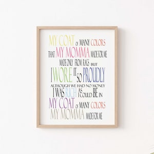 Dolly Parton signer wall art decor , Coat of many colors Dolly Parton print, Christian, Dolly Parton song coat of many colours.