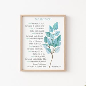 Matthew 5:3-10 The Beatitudes Bible Matthew gospel bible verses Wall Art Scriptures , Print Christian Gift Present Wall Art verse Scripture