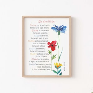 Matthew 5:3-10 print, The Beatitudes Bible verse Matthew gospel bible verses Wall Art Scriptures  Bible, Bible wall decor
