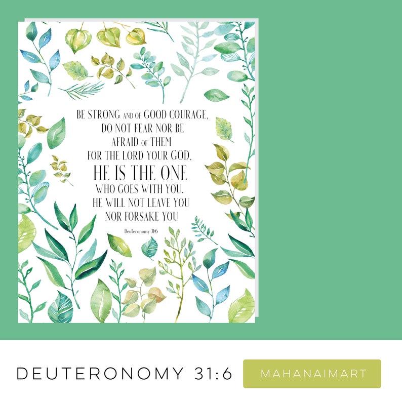 Deuteronomy 31:6 Scripture Poster Deuteronomy print Bible | Etsy