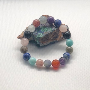 Multi semi precious gemstone stretchy bracelet