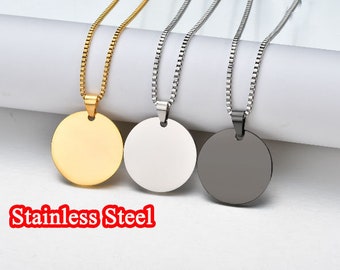 35mm Personalized round necklace, Custom round blanks, round tags, gold stainless steel blanks, Hand Stamping Blanks, Engraving Supplies