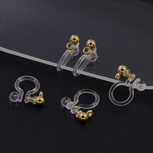 20pcs Invisible clip on earring converter, resin earring clip, no pierced dangle earrings clip findings, hypoallergenic clip earrings