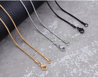 10pcs Finished 316L Stainless Steel Chains, Snake Chains, 18k Gold /Rose Gold plated, 16 /18 /20 inches, 0.9mm /1.2mm /1.5mm /2.0mm /2.4mm