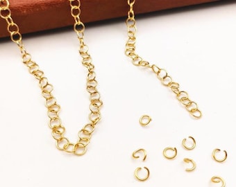 100pcs PVD Vacuum Plating, 18K Gold plated 304 Stainless Steel, 4mm /6mm /7mm /8mm Open Jump Rings, Link Connector, Split gold jump rings
