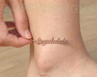 Personalized Anklet, Custom Name Anklet, Gold Name Anklet, Customized Initial Anklet Gift, Summer Beach Anklet, Birthday Gifts for Her