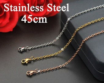 10pcs Finished Chains 45cm, Gold Cross Chains for Jewelry Making Supplies, Flat oval Cable Chain, Gold 316L Stainless Steel, 1.5mm/2.0mm