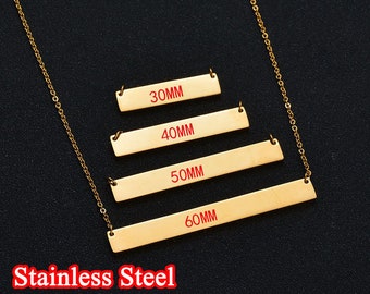 60mmx7mm Stainless steel bar necklace, bar necklace supplies, gold stainless steel blanks, Hand Stamping Blanks, Engraving Supplies