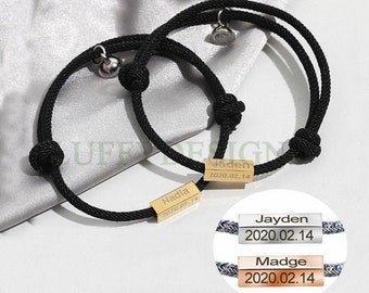 Personalized Couples Bracelet, Custom Name Bracelet, Boyfriend Girlfriend Bracelet, Anniversary Bracelet, Chrismas Gift For Him/Her
