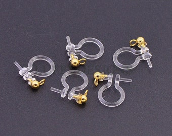 20pcs Invisible clip on earring converter, resin earring clip, no pierced dangle earrings clip findings, hypoallergenic clip earrings