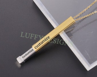 Hidden Message Necklace, 3d Secret Message Necklace, Personalized Anniversary, Birthday Gift Ideas for Women, Personalized Name Bar Necklace