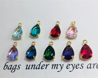 Ciondolo in strass in cristallo sfaccettato da 10 pezzi, ciondolo in vetro, ciondolo in strass dorato, ciondolo in pietra di nascita, ciondoli pendenti a goccia, 7x10/8x12mm
