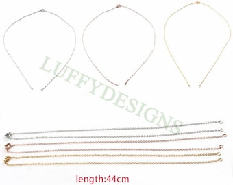 10Pcs Half Finished Necklace, Flat Oval Cable Chain With 2 Jump Rings, 18k Gold /Rose Gold plated 316L Stainless Steel, Necklace Supplies