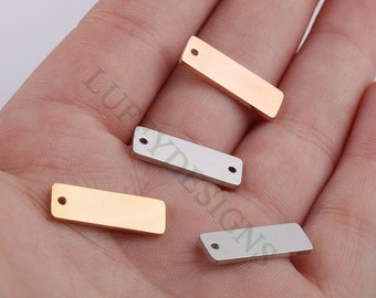 10pcs gepersonaliseerde stempelen blanke bar 6x18mm, klaar om te stempelen, gouden bar charme, verguld roestvrij staal, spiegel gepolijst graveren supply