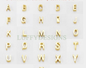 Uppercase Letter Charm, Alphabet Charm, Gold Letter Charm, 26 Letters Initial Charms, 18K Gold Plated Stainless Steel, High Polished Letter
