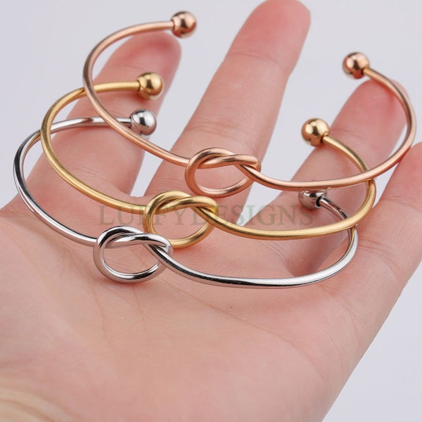 5pcs Love knotted Bracelet, Tie the Knot Bangle, Gold Adjustable Bangle, Wholesale Bangle Bracelets, 18K Gold Plated Stainless Steel