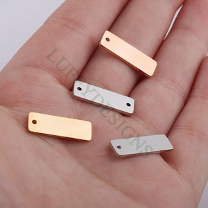 10pcs Personalized Stamping Blank Bar 6x18mm, Ready to Stamp, Gold Bar Charm, Gold Plated Stainless Steel, Mirror Polished Engraving Supply