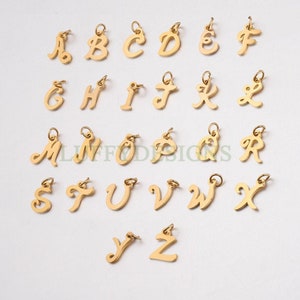 Initial Connector GP-043 16k Gold Plated Brass 4.8mmx5.7mm Alphabet Bead Letter Charm 1 Piece r Charm Lowercase Letter Charm