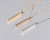 10pcs Blank 3D bar necklace supplies, Gold stainless steel blanks, Hand stamping 3D bar necklace with a Loop, DIY Engraving, 40x5mm