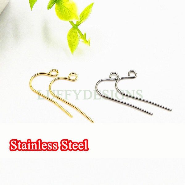 10pcs Gold Ear Wire Hooks, Earring Hooks, Earring Findings, 316L Stainless Steel Hypo Allergenic French Hooks, Earring Wires, Fish Hooks