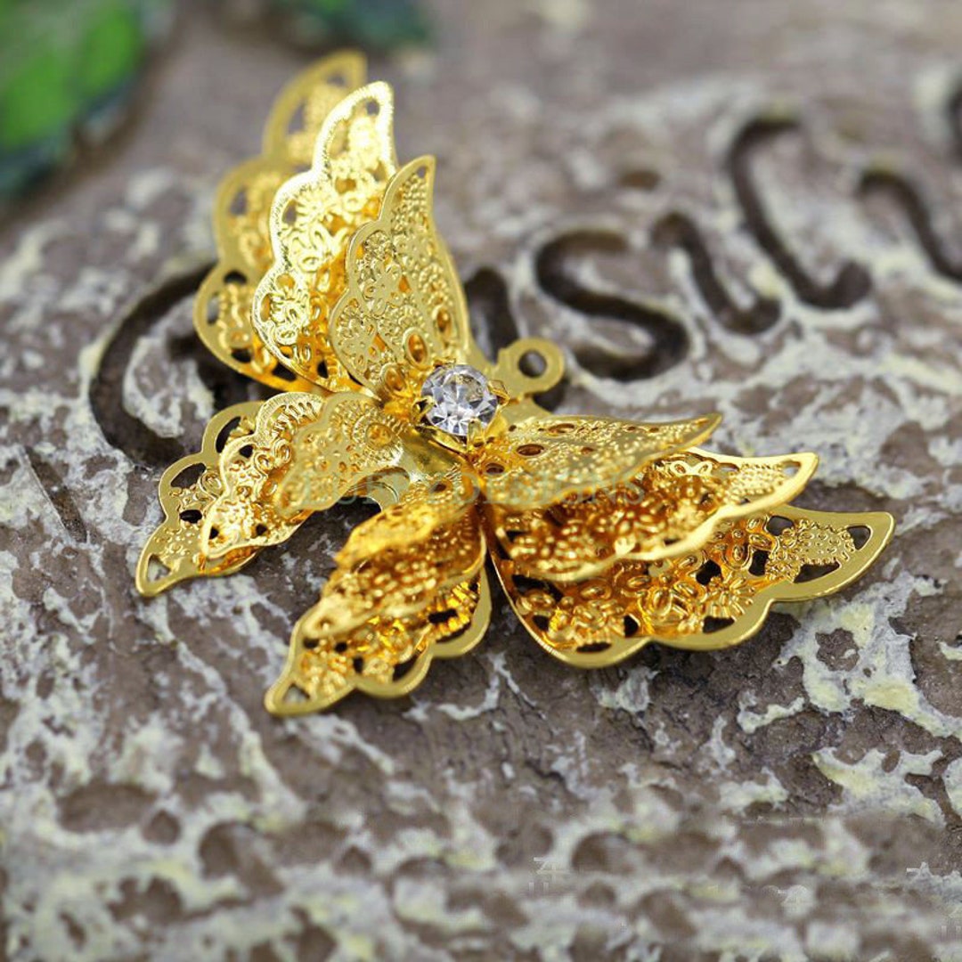10 Gold Charms Butterfly Charms 10 Pcs (12x10 mm) Gold Plated Charms , G20657