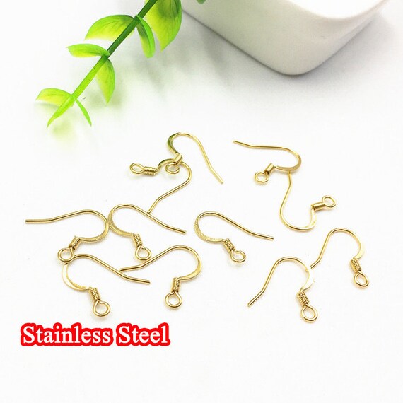 Coil ~ Earring Finding 100pcs 316L Stainless Steel Ear Wires Hooks ~with Bead