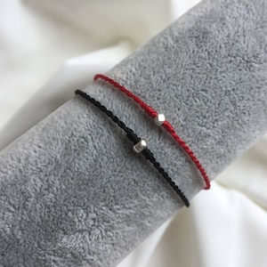 Red string bracelet, Black string bracelet, Red Cord Bracelet, Sterling Silver Bracelet, Couple bracelet, Wedding Bracelet, bridesmaid gift