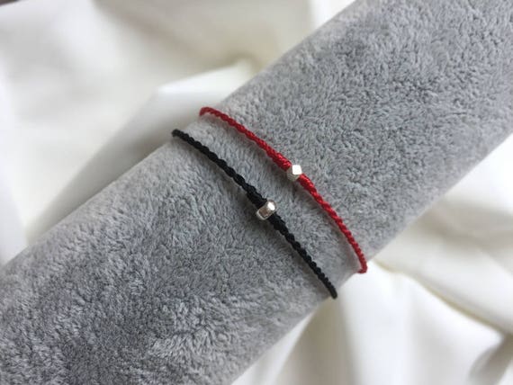 Red string bracelet, Black string bracelet, Red Cord Bracelet, Sterling Silver Bracelet, Couple bracelet, Wedding Bracelet, bridesmaid gift