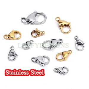 20 PCS 18K Gold/Rose Gold Plated 304 Stainless Steel, Lobster Clasps, Jewelry Supply, Vacuum plating 9mm 10mm 11mm 12mm 13mm 15mm