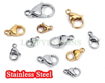 20 PCS 18K Gold/Rose Gold Plated 304 Stainless Steel, Lobster Clasps, Jewelry Supply, Vacuum plating 9mm 10mm 11mm 12mm 13mm 15mm