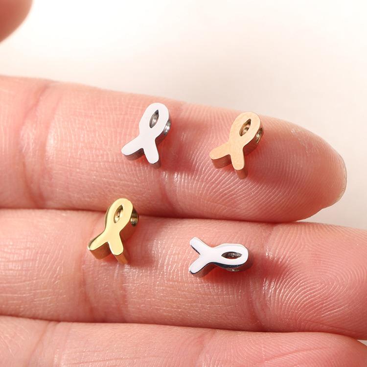 10pcs Awareness Ribbon Charms 8mm, Gold Plated Stainless Steel ...