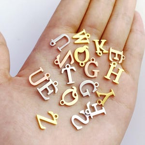 Uppercase Letter Charm, Alphabet Charm, Gold Letter Pendant, 26 Letters Initial Charms, Gold Plated Stainless Steel, Mirror Polished Letter