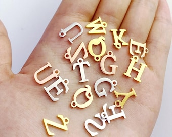 Uppercase Letter Charm, Alphabet Charm, Gold Letter Pendant, 26 Letters Initial Charms, Gold Plated Stainless Steel, Mirror Polished Letter