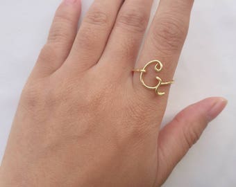 Custom Initial ring, Gold initial jewelry, Silver letter G ring, Name ring, Personalized ring, Bridesmaid gift, Wedding gift, Birthday gift