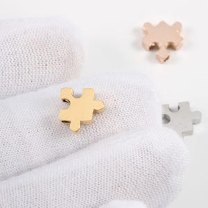 10pcs Autism Awareness Charms, Puzzle Piece Charms, 18K Gold/Rose Gold plated Stainless Steel, Autism Research Findings, Autism Puzzle Beads