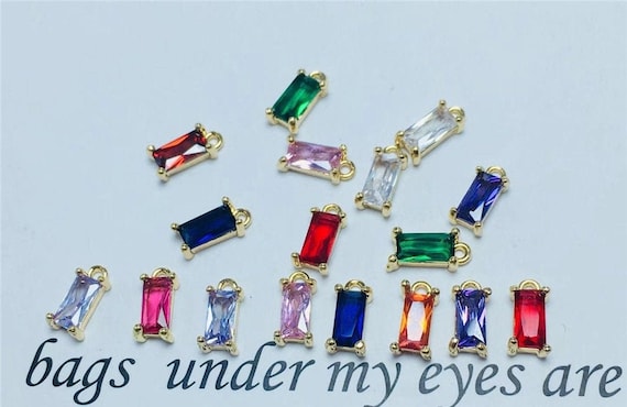 10pcs Faceted Crystal Rhinestone Charm, Rectangle Glass Charm, Gold Rhinestone Pendant, Birthstone Pendant Charm, Rectangle Charm Pendant