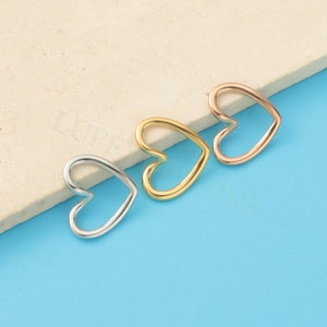 10pcs Heart Ring Charms 15x17mm, Close Heart Ring, Love Charms Link Connectors, Heart Pendant, Hollow Heart Charms, Gold Stainless Steel